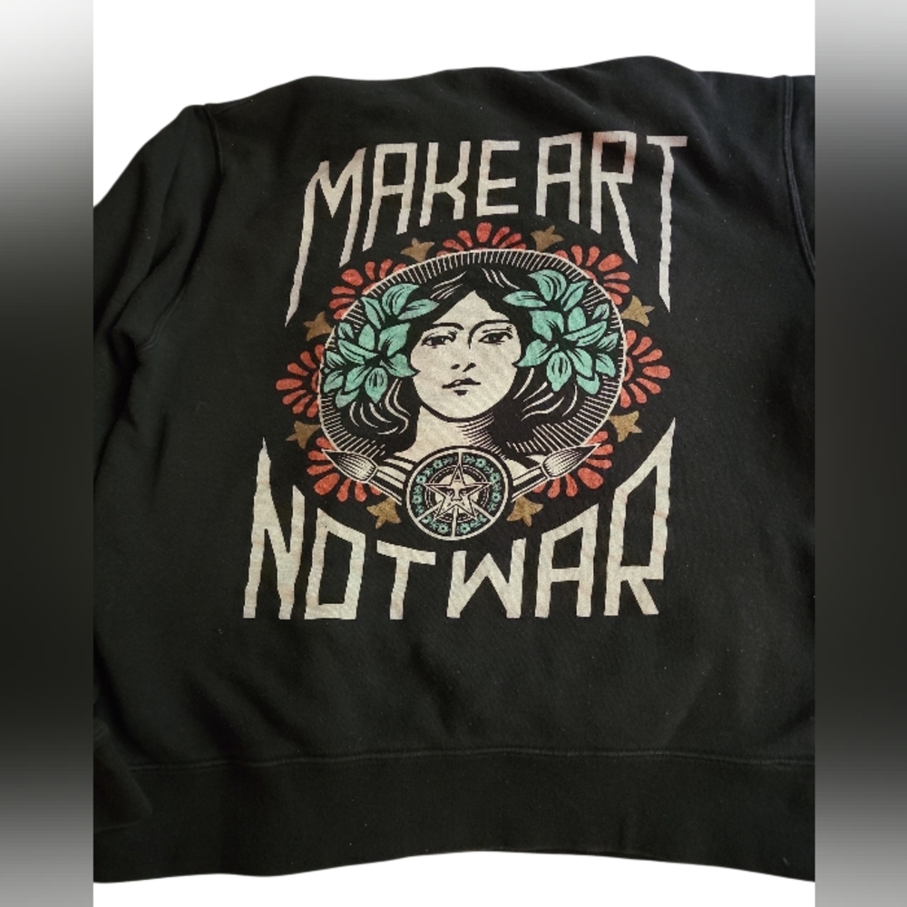 Obey Hoodie Make Art Not War Ladies  Sweatshirt Euc Sz M black